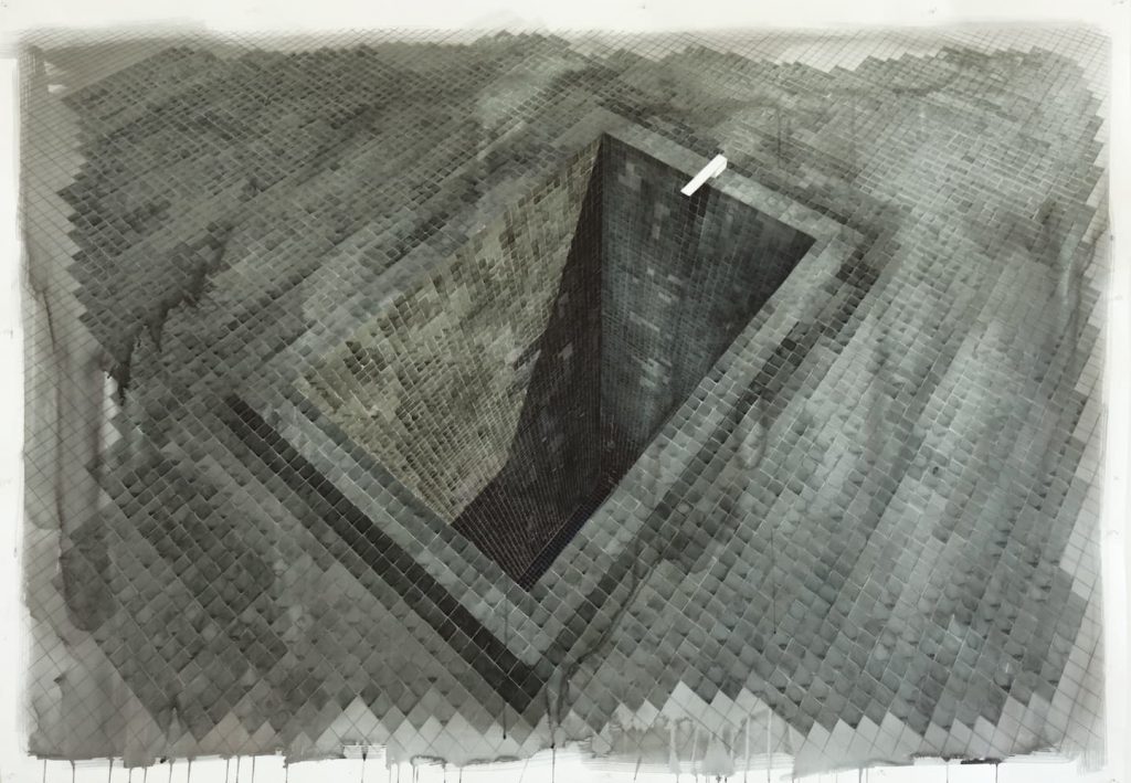 Black Empty Pool II - Acuarela sobre cartulina 188cm x 130cm 2020